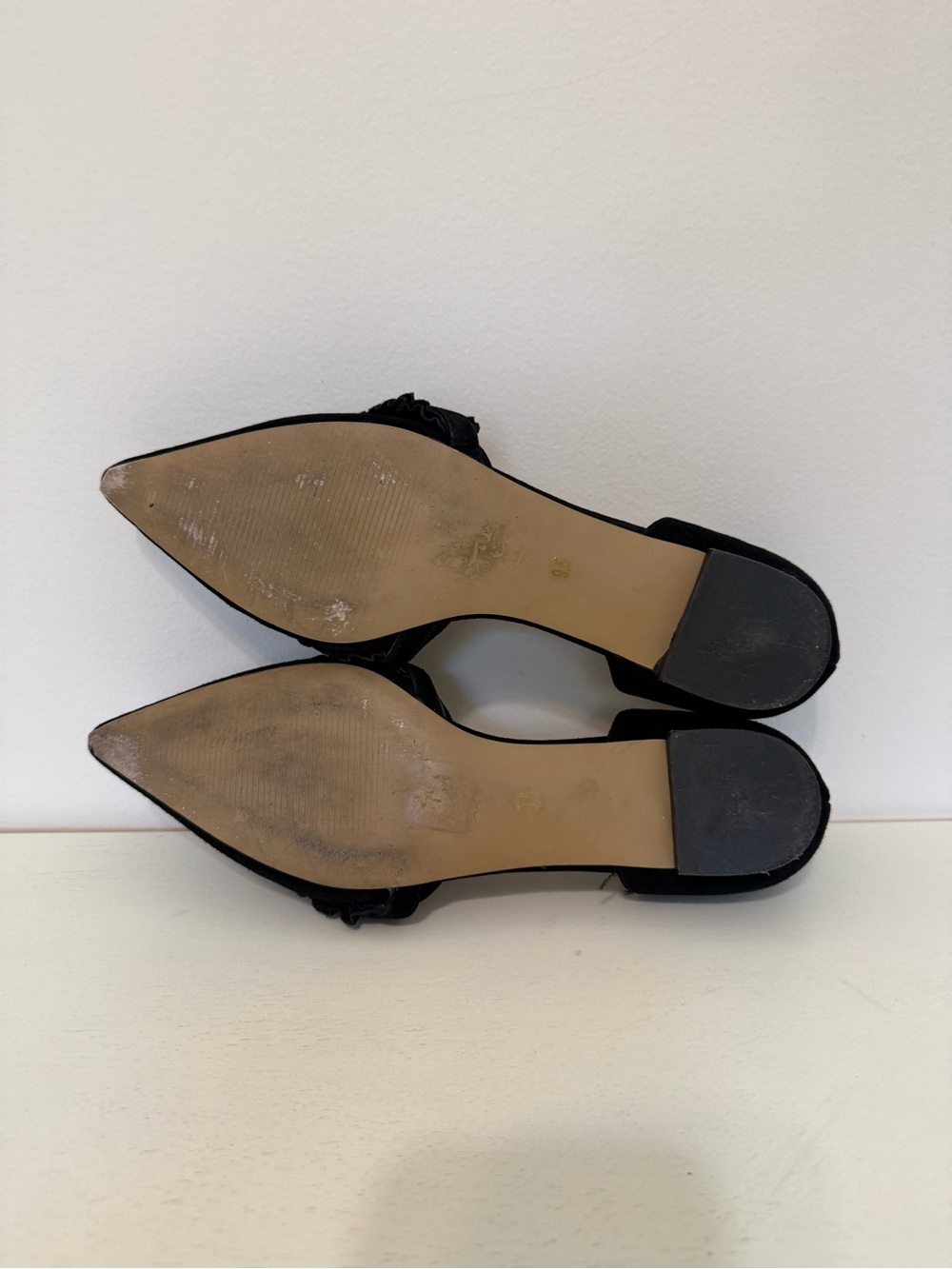 Sole Society Black Pointed D'Orsay Flats with Ruffle Detail Size 9.5 - Picture 8 of 9